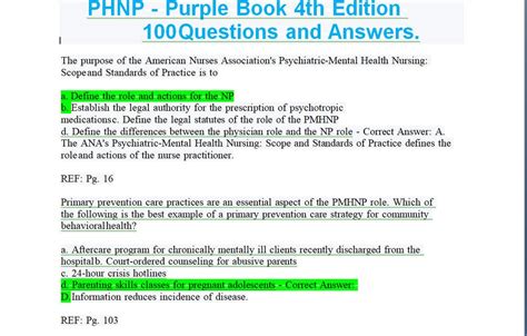 Pmhnp purple book pdf - or axon Collect incoming signals from other neurons and send the signal toward the neuron's cell body: - correct answer Dentrites Composed of spinal cord and the brain - correct answer Central nervous system Conveys information from the CNS to skeletal muscles; responsible for voluntary movement - correct answer Somatic nervous system …